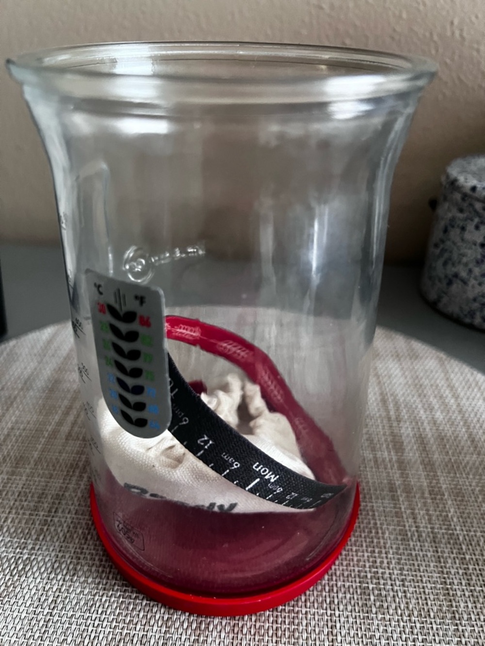 Glass Sourdough Starter Jar with Measurement Marks & Rise Tracker Band